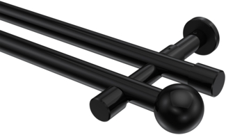 Gardinenstangen-Set Prestige Luino 100 cm, 2-läufig (ohne Ringe), 20 mm Ø Schwarz
