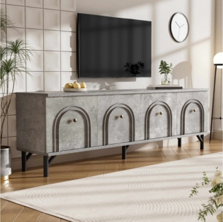 BlingBin TV-Schrank Lowboard TV-Board TV-Möbel TV-Tisch Fernsehtisch Fernsehschrank (Beistellschrank mit 4-türiges, Stilvolles Design, Soft-Close-Scharniere, 1-St, Gesamtabmessungen: 160*38*55.5cm, Produktladung: 80KG) Perfekt für Wohnzimmer und Entert...