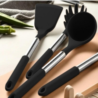 HAUSS SPOLE Kochbesteck-Set 12er Kochbesteck-set Silikon Küchenutensilien Küchenhelfer-set (Kochset Antihaft Hitzebeständig mit Utensilienhalter und Aufhängeloch, 12-tlg, Silikon, Kochbesteck, Kochutensilien), Spülmaschinengeeignet für Kochen Braten Sc...