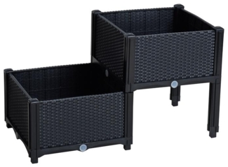 Blumenbeet Hochbeet Gemüsebeet 77x40x44 cm Pflanzbeet Polyrattan Schwarz