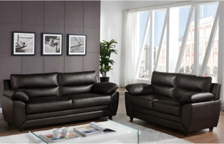 Vente-unique - Couchgarnitur 3+2 - Kunstleder - Braun - MANOA