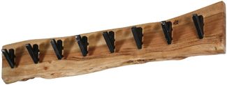 Garderobe aus Akazienholz massiv, modernes Wandpaneel mit 8 Haken, Natur, markante Baumkante
