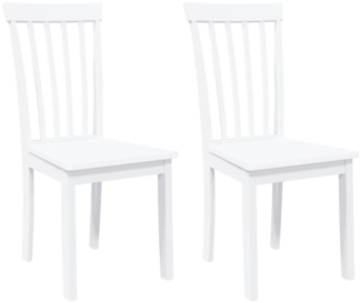 vidaXL Esszimmerstühle 2 Stk. Weiß Massivholz Gummibaum 4102393
