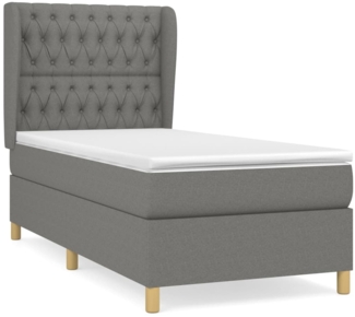 Boxspringbett mit Matratze Stoff Dunkelgrau 90x190 cm, Härtegrad: H2 [3128726]