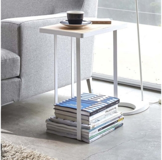 Yamazaki Beistelltisch "Tower" Ablagetisch 40x48x24cm, Sofatisch, Nachttisch, Zeitschriftentisch, weiß