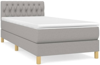 vidaXL Boxspringbett mit Matratze Hellgrau 100x200 cm Stoff 3140833