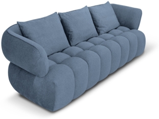 Micadoni Sofa Reese 3-Sitzer Strukturierter Samtstoff Jeansblau