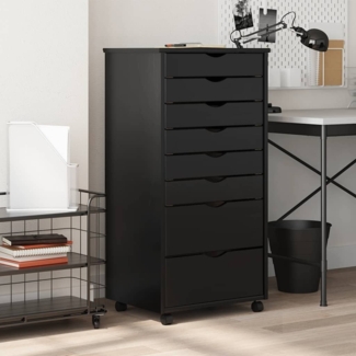 vidaXL Rollschrank mit Schubladen MOSS Schwarz Massivholz Kiefer 4015788