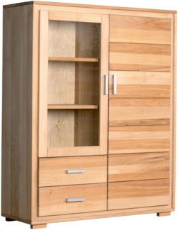 Highboard Vitrine Genf 2-türig Kernbuche Massivholz geölt