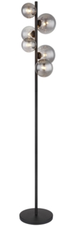 Stehlampe Wohnzimmer Stehleuchte 6 Kugeln Rauchglas Schwarz 56133-6S