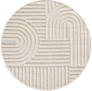Villa Möbel Hochflor-Teppich Artina, Rund, Höhe: 20 mm, Teppich Wohnzimmer Boho Design 3D Optik Skandinavische Stil