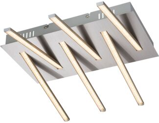 LED Deckenleuchte, silber, Kristalle, L 48 cm, FUEGO