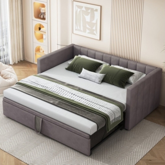 Furnishings Home Polsterbett Daybett Tagesbett Ausziehbett (1 tlg), Schlafsofa, Mit Unterbett, 90x200 cm/180x200 cm, Lattenrost, Samt