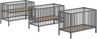 Gitter-Babybett Dino 65.4 x 124.4 x 84.4 cm Buche Anthrazit