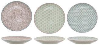 Bloomingville Speiseteller Bloomingville Patrizia Speiseteller Blue Steingut 3er Set