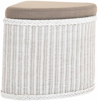 Krines Home Sitztruhe Rattan Sitzhocker mit Stauraum Ecke Badhocker gepolstert mit Deckel, Mit gepolstertem Deckel