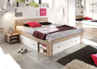 Bega 'STEFAN' Jugendbett san remo/weiß, 140x200 cm, inkl. Schubkasten und Nachtkommoden