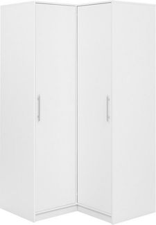 Beautysofa Eckschrank mit 2 Drehtüren, 2 Kleiderstangen und Regale BORA (Weiß) Breite: 108 cm