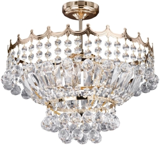 Versailles, 5Flammiger Halbbündiger Kronleuchter 39Cm Klarer Kristall, Gold Rahmen