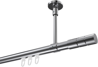 Innenlauf-Gardinenstangen-Set Sonette Elanto 100 cm, 1-läufig, 20 mm Ø Chrom