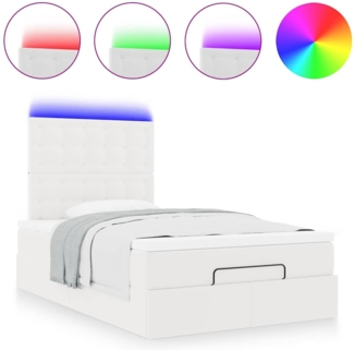 vidaXL Ottoman-Bett mit Matratze & LEDs Weiß 120x190 cm Kunstleder 3313841