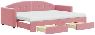 Tagesbett Ausziehbar mit Schubladen und Matratze Rosa 80x200 cm Samt 3197369