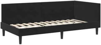 vidaXL Eckbettgestell mit Kopfteil Schwarz 100 cm x 200 cm Stoff 42016241