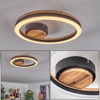 hofstein Deckenleuchte Deckenlampe aus Metall/MDF/Kunststoff in Schwarz/Holzoptik/Weiß, LED fest integriert, 3000 Kelvin, (30 cm), 12 Watt, 1350 Lumen, 3000 Kelvin