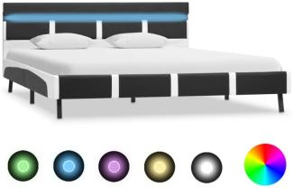vidaXL Bettgestell mit LED Grau Kunstleder 140×200 cm, Mit Beleuchtung [280309]