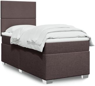 vidaXL Boxspringbett mit Matratze Dunkelbraun 90x190 cm Stoff 3292639