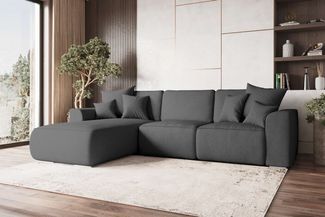 99rooms Gusto Ecksofa Strukturstoff NEVE Anthrazit Links mit Schlaffunktion