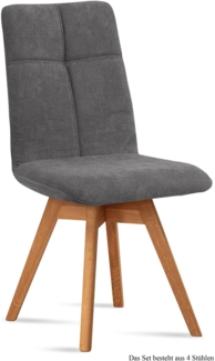 Esszimmerstuhl drehbar (4er-Set) Dorea 47 x 92 x 60 Eiche geölt/Grau