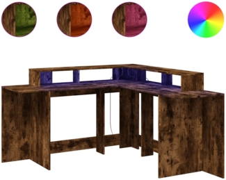 vidaXL LED-Schreibtisch Räuchereiche 152x152x91 cm Holzwerkstoff 3309460
