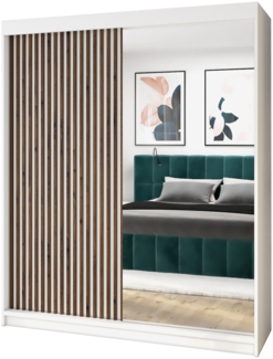 Schwebetürenschrank MIT 2-türig Schrank 180 cm (mit Spiegel) Farbe: Weiß