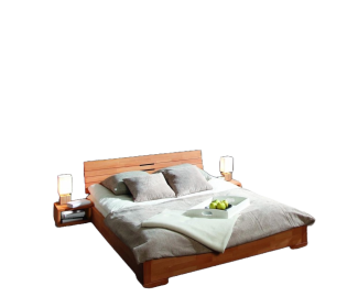 Bett Bento 10 Sonderlänge 80x190 Kernbuche massiv Holzkopfteil und Holzbeine