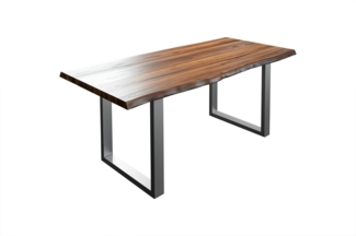 Esstisch Baumkante massiv Akazie nussbaum 120 x 80 silber LIAM 70104444