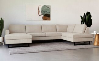 Places of Style Wohnlandschaft Pinto, 350 cm, U-Form, XXL, mit Ottomanen, Cord, Feincord, Luxus-Microfaser Leder und Chenille