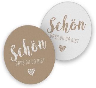 itenga Bierdeckel itenga 40x Bierdeckel Untersetzer "Schön dass du da bist" latte macchi