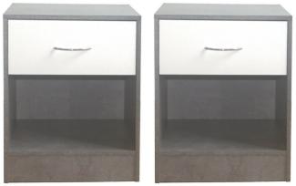 HTI-Living Nachtschrank Nachtschrank 2er Set Thekla Beton/Weiß (Set, 2-St, 2 Nachtschränke) Nachttisch Nachtkommode