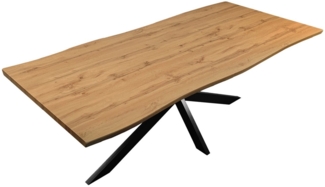 Loreno® Esstisch Josy, verschiedene Holz-Optik, Baumkante, Metallgestell Spider-Form