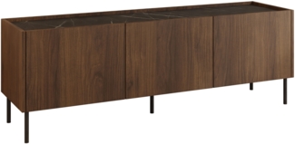TV-Lowboard Tewos 144 (Farbe: Nuss Warmia / Nuss Warmia + Marmor Schwarz)
