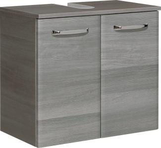 Saphir Waschbeckenunterschrank Quickset Unterbeckenschrank mit 2 Türen, Siphonausschnitt, 60 cm breit Waschbeckenschrank inkl. Türdämpfer, Griffe in Chrom Glanz