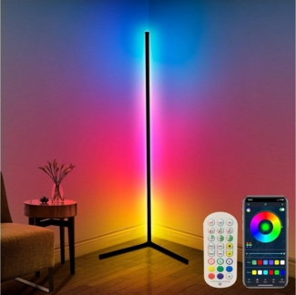 Athlix LED Stehlampe RGB Stehlampe LED 160cm Flur Lampe Farbwechsel Dimmbar Fernbedienung, 16 Mio Farben, App & Fernbedienung, Musik-Sync