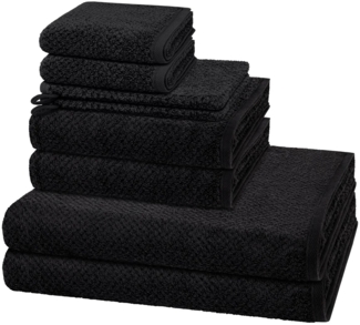 Cawö Pure 8 tlg. Frottier-Set - 2 X Handtuch (50 X 100cm), 2 X Duschtuch (80 X 150cm), 2 X Gästetuch (30 X 50cm), 2 X Waschhandschuh (16 X 22cm) - 494 g/m2 - Basalt