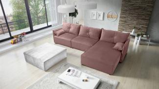 Ecksofa mit Schlaffunktion HUNTER in Stoff Royal Altrosa Ottomane Rechts