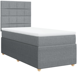 vidaXL Boxspringbett mit Matratze Hellgrau 90x200 cm Stoff 3291939