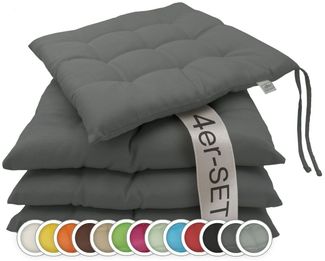 ZOLLNER Stuhlkissen, 40 x 40 x 3 cm, mit Bindebänder, für Indoor und Outdoor