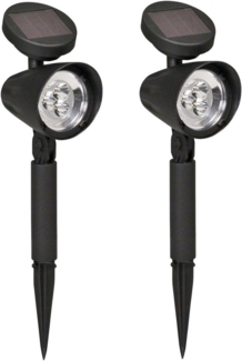 Luxform Gartenstrahler Solar-Gartenleuchten - Lazise - 2 Stück - Schwarz, LED fest integriert, Ganzjährig Solar