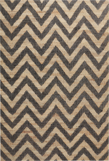 Teppich Jute beige schwarz 160 x 230 cm ZickZack-Muster Kurzflor DEDEPINARI