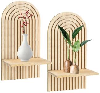 BlingBin Wandregal Wandbehang Regal Wand Wandregal Holz Boho Wanddeko, 1er Set 2-tlg, Holz Wandregale für Kunst Wohnzimmer Kinderzimmer Wanddekoration